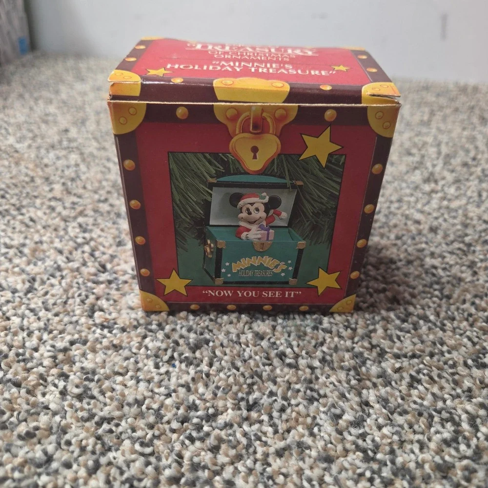 Disney Enesco Minnie Mouse Holiday Treasure Limited Edition Pop-Up Ornament 1995